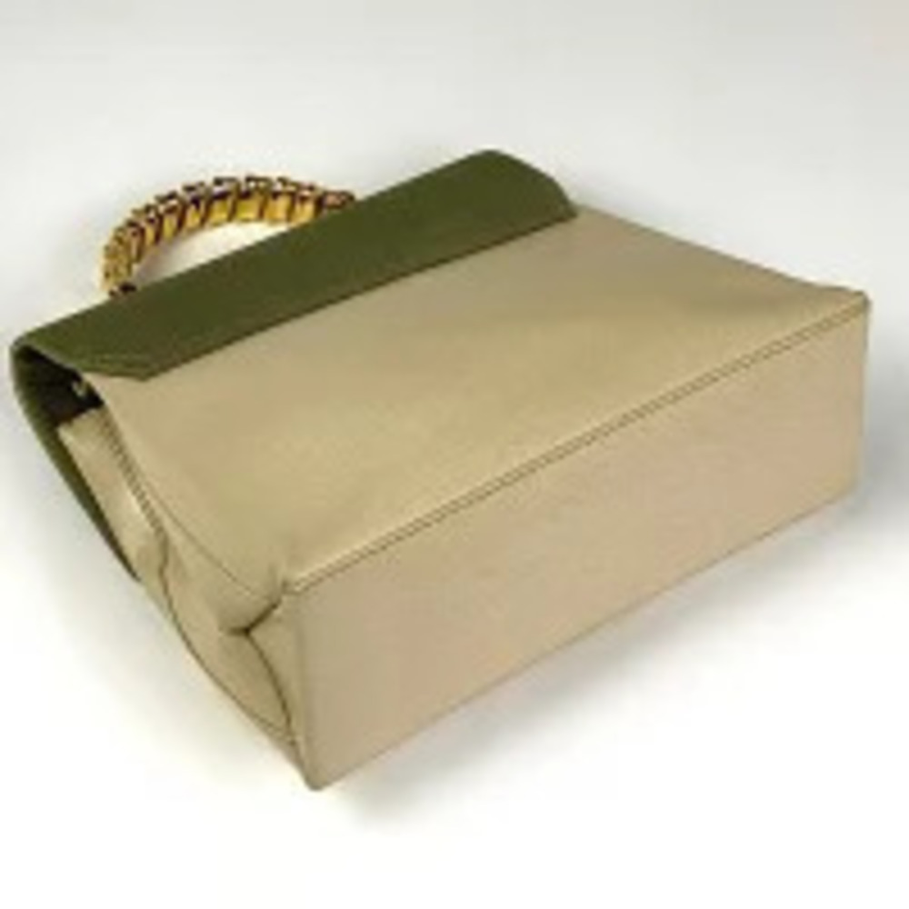 Loewe Green Bag Beige 2way Shoulder Leather Velzquez Green Tan